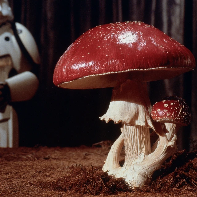 Red Mushroom in a Forest Setting
