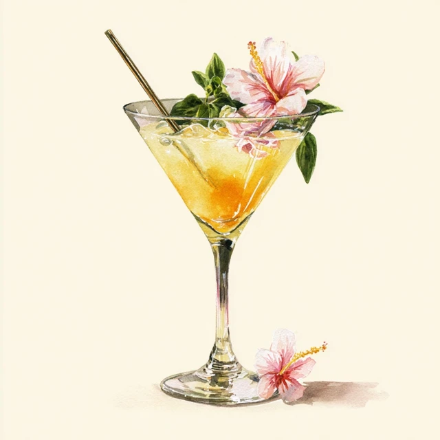Watercolor Cocktail Illustration Fancy Drink