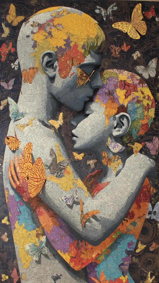 Surreal Love World Peace Art Butterflies Embrace