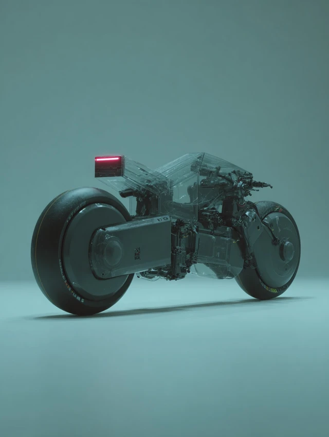 Translucent Cyberpunk Motorbike Product Design