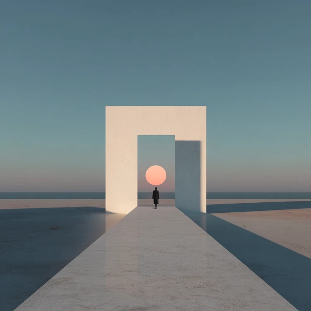 Minimalist Surreal Landscape A Journey of Reflection