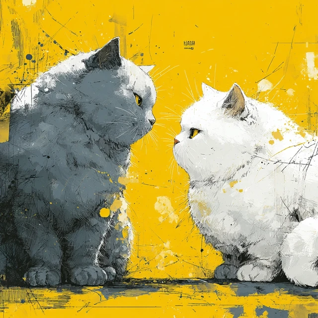 Anime Cats Funny Posing Illustration