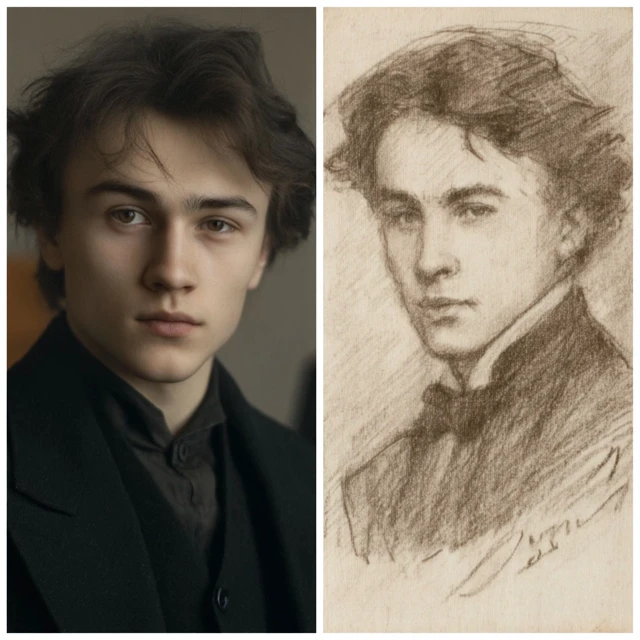 Dmitry Razumikhin Portrait Young Man from 1865