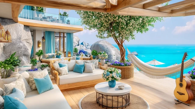 Cozy Seaside Cafe Italian Coastline Relaxation