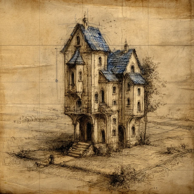 Fantasy Cottage Sketch Architectural Drawing