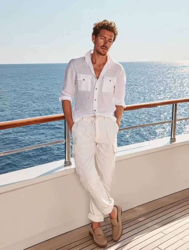 Man on Yacht: Nautical Fashion and Ocean Views