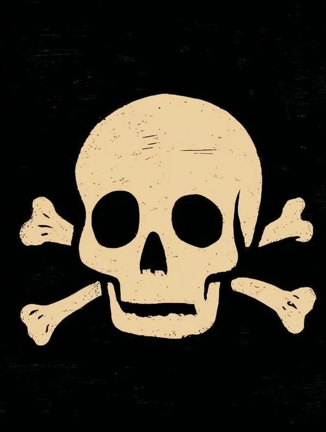 Skull and Crossbones Vintage Woodcut Illustration