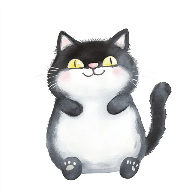Cute Watercolor Cat Illustration For Kids