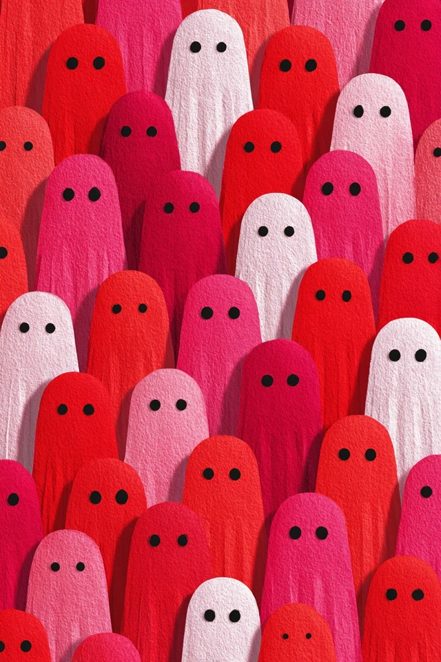Cute Ghost Pattern Red Pink Vogue Cover Art