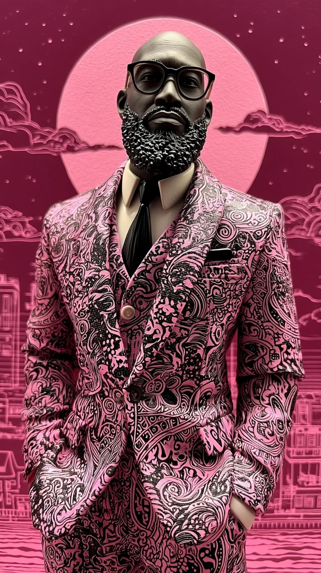 Black Male Portrait Art in the Style of a Mattel Toy
