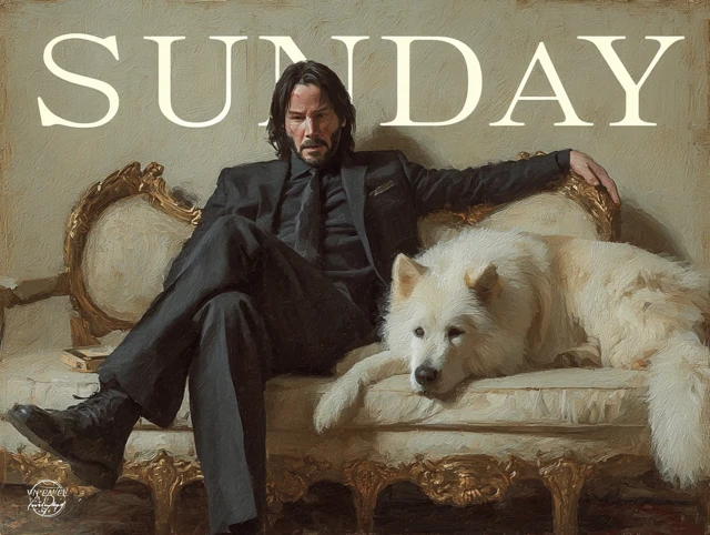 John Wick and Dog Calm Vintage Painting