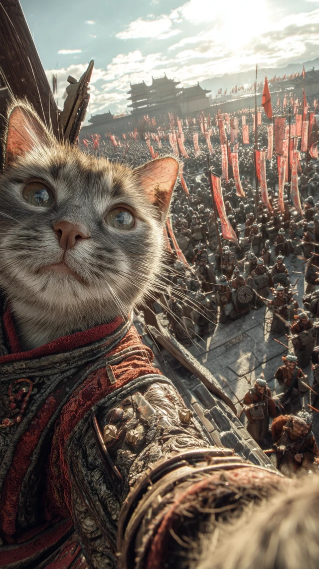 Cat Selfie Epic Ming Dynasty Battle Historical Scene