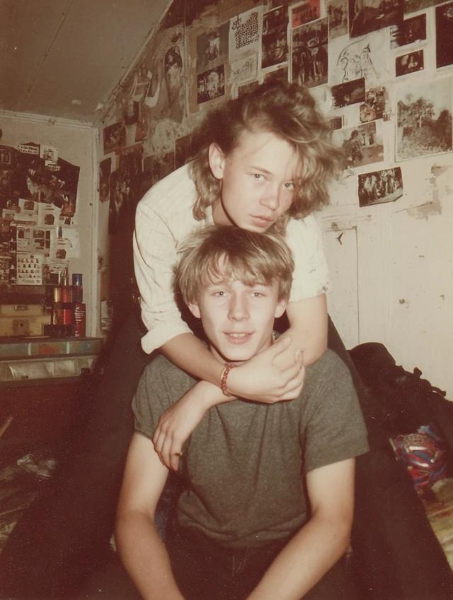 Vintage Photo of Teen Brothers Fooling Around in 1984