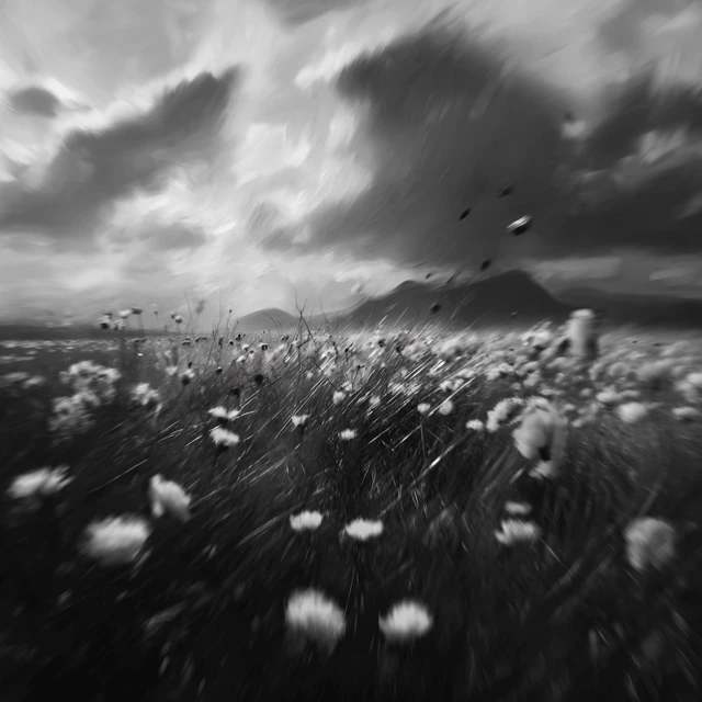 Field of Flowers Painting Capturing Emotion and Contrast