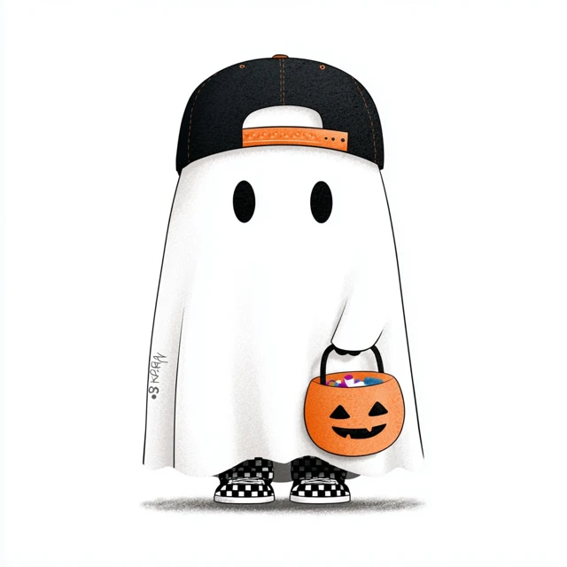 Cute Halloween Ghost Character Cartoon Illustration