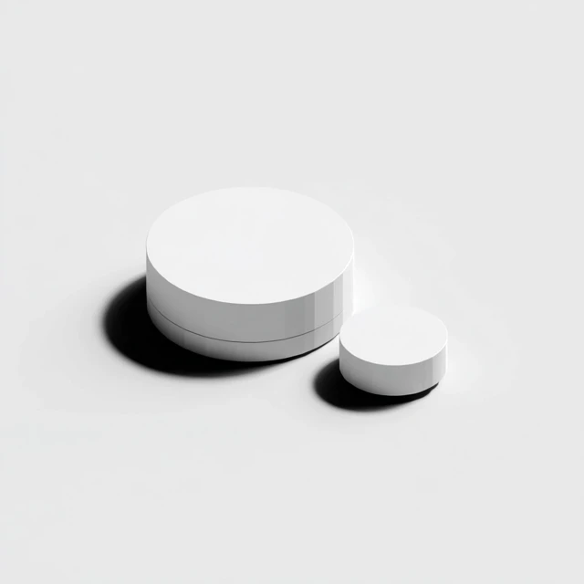 Isometric View of Two White Circular Shapes