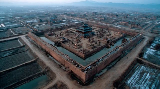 Ancient Chinese City Aerial View SpringAutumn Period