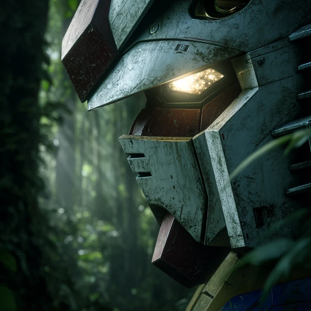 Gundam Face Forest Cinematic Detail Close Up