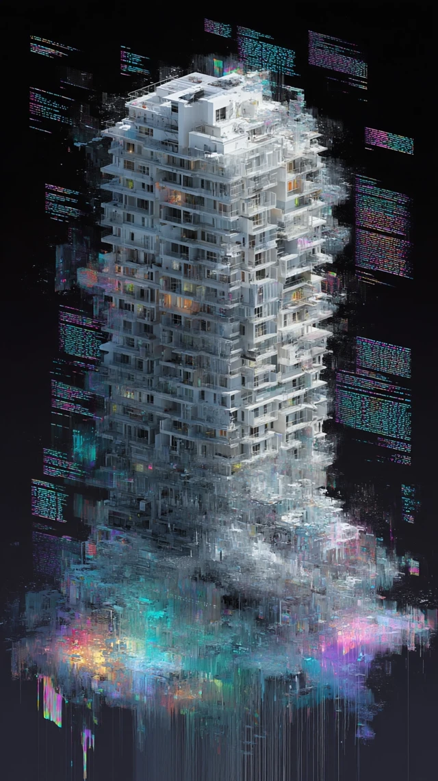 Surreal 3D Render Futuristic City Tower