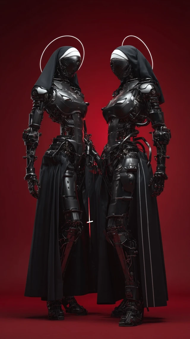 Cyberpunk Battle Nuns in Dark Battle Gear