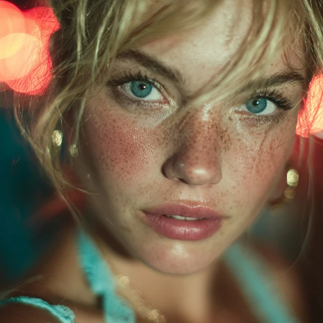 Beautiful Woman with Freckles and Soft Skin