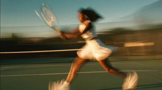 Tennis Action Shot Black Woman Motion Blur