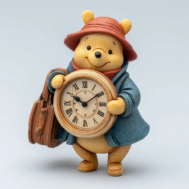 Wooden Bear Clock Decoration A A Milne Style