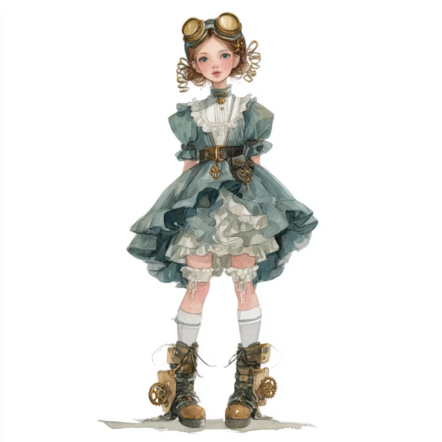 Steampunk Girl Watercolor Illustration