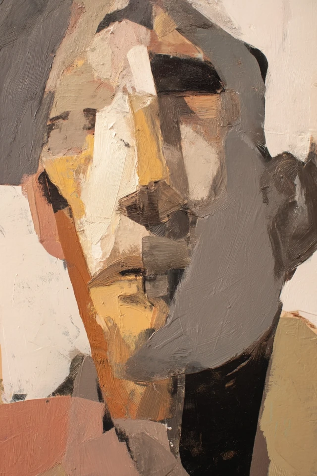 Abstract Woman Head Painting Thick Brushstrokes