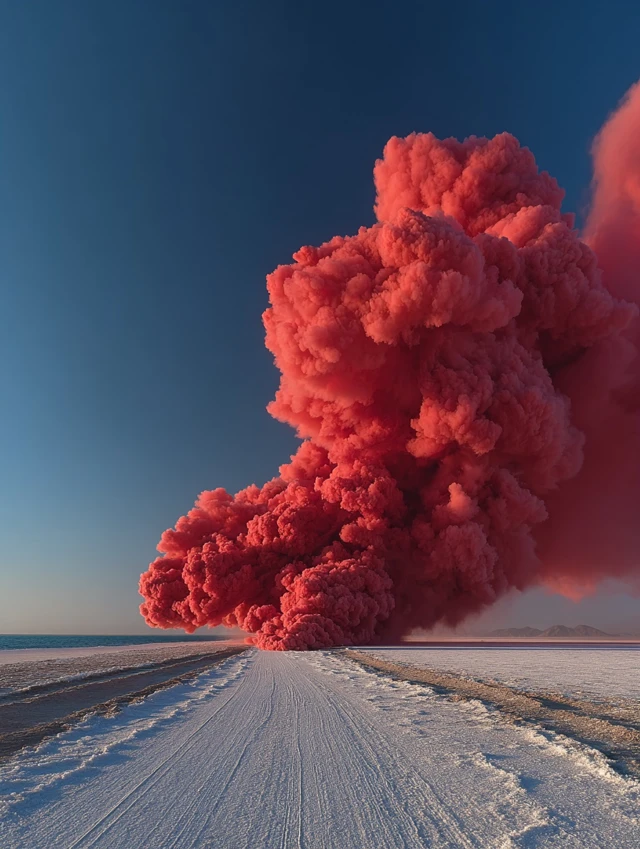 Smoke Cloud in Desert Landscape
