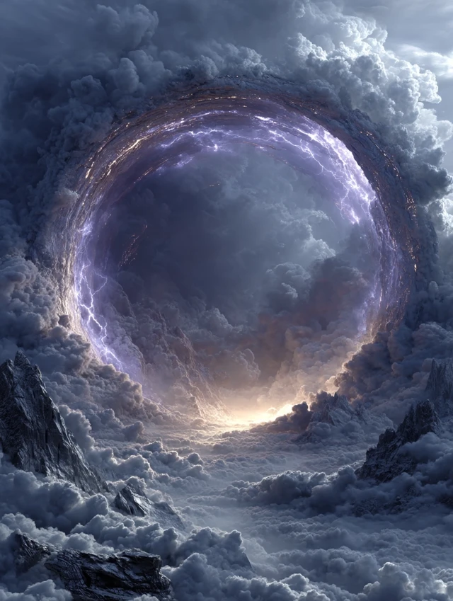 Warp Gate in the Clouds 3D Rendering