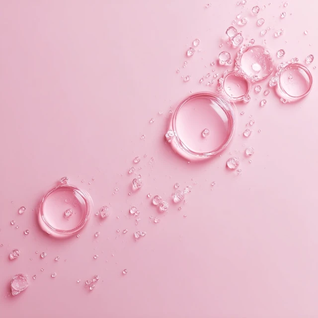Cosmetic Background: Pink Gel, Serum Drops, Pastel Aesthetic