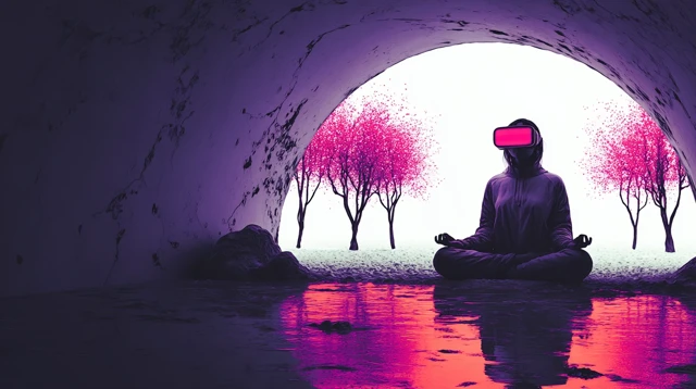 Futuristic Meditation VR Scene Cherry Blossoms