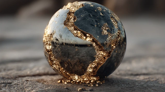 Gold Earth Map Golden World Art