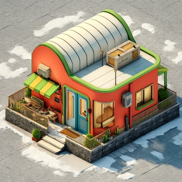 Isometric Bungalow Kawaii 3D Render