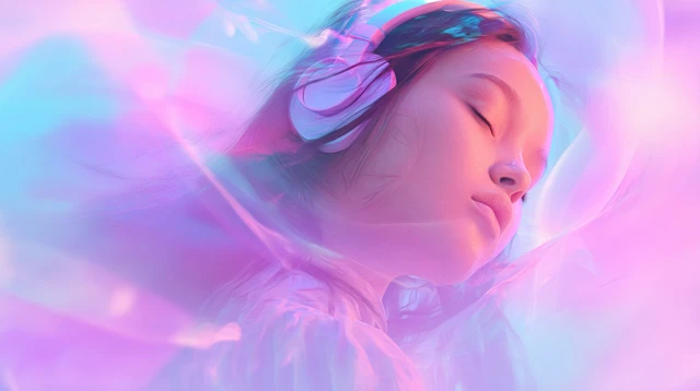 Girl Listening to Music Pastel Abstract Artwork