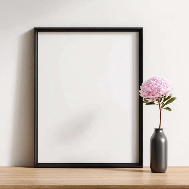 Minimalist Picture Frame with Flower and Vase
