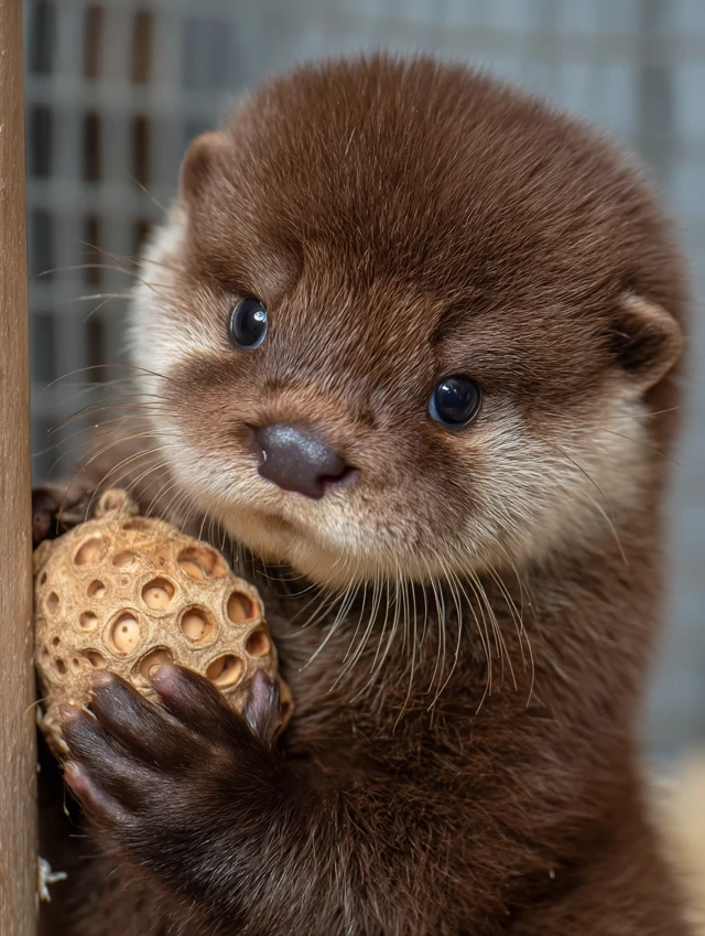Cute Otter Pup with Corn Anime Style