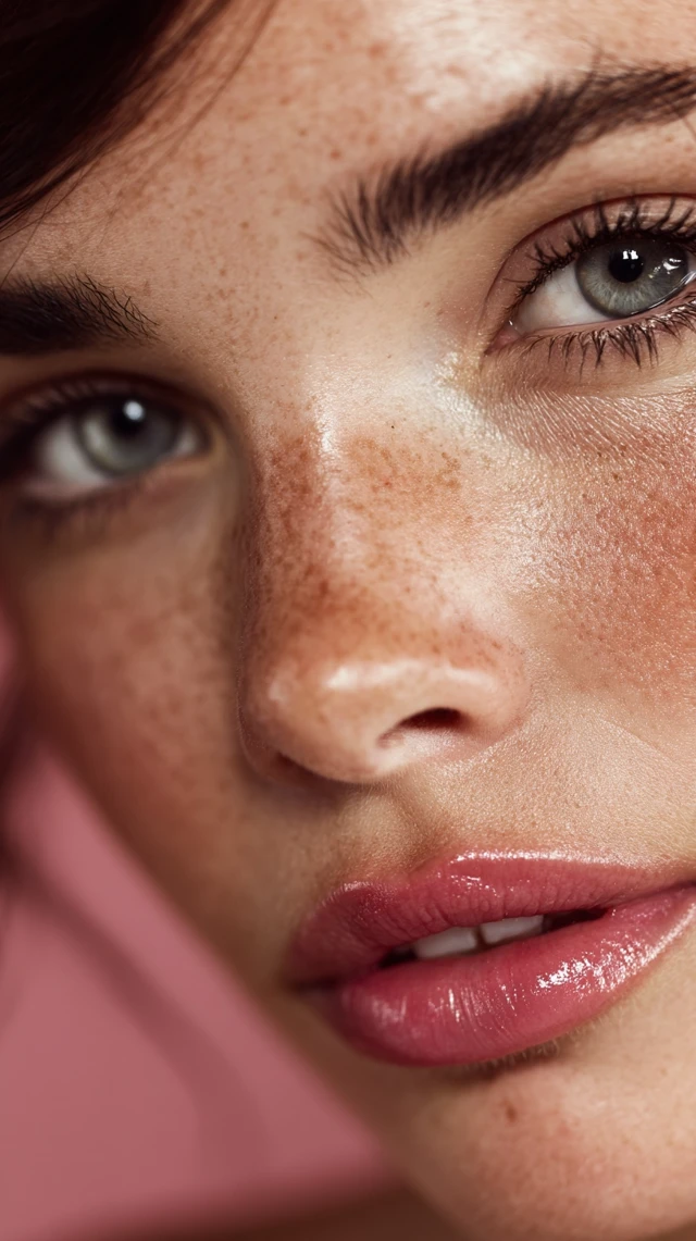 Beautiful Woman CloseUp Portrait Makeup Radiant Skin