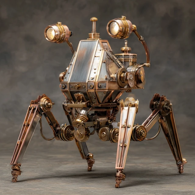 Steampunk Sentry Robot Pyramid with Blades