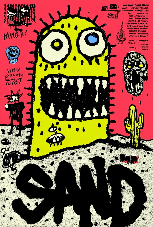 Cartoon Desert Poster Art Sand Illustration
