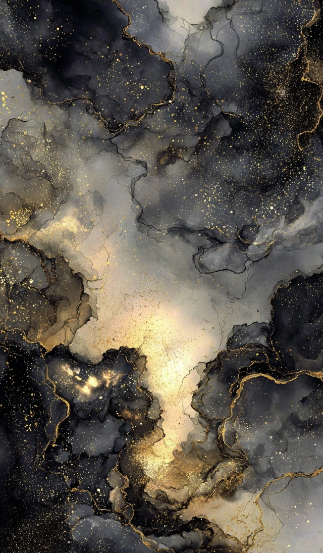 Black and Gold Galactic Dreamscape Artwork