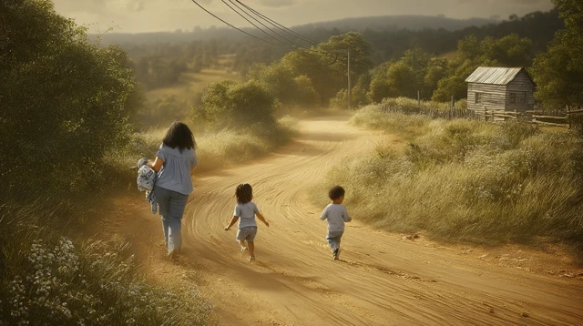 Mother and Sons: Journey of Life in Spring