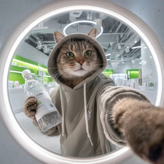 Cat Selfie in Grocery Store Album Cover Photo
