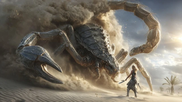 Giant Scorpion vs Warrior Desert Battle