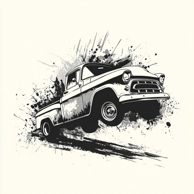 Classic Pickup Truck TShirt Design Vector Art