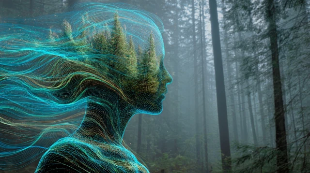 AI Wellness Experience Serene Forest Inside a Human