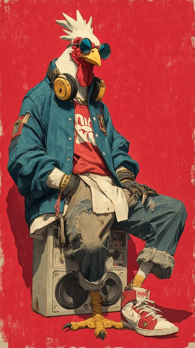 Cool Hip Hop Rooster Chicken Wallpaper Art