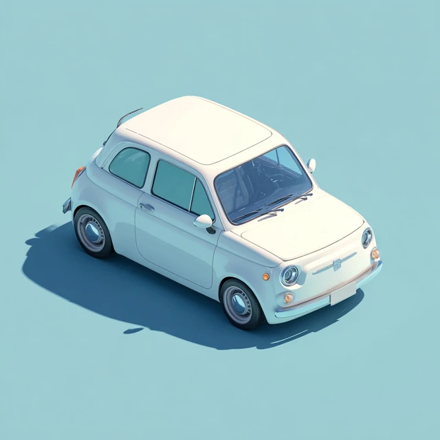 Minimalist 3D White Car Isometric View Modern Design