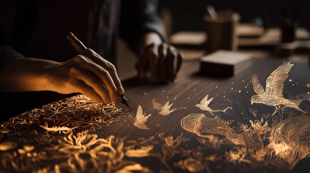 AI Artistry: Hand Carving and Digital Floral Design